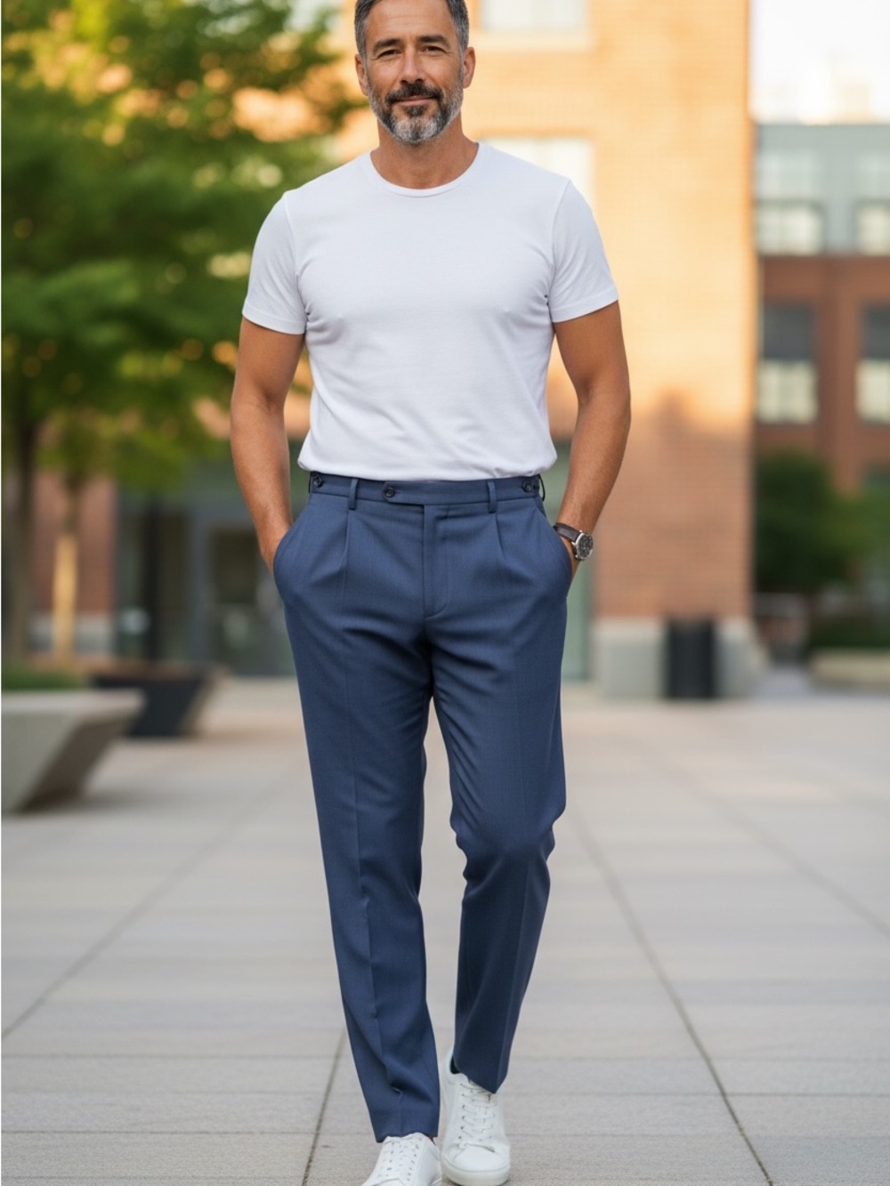 Barena Navy Pleated Dress Trousers